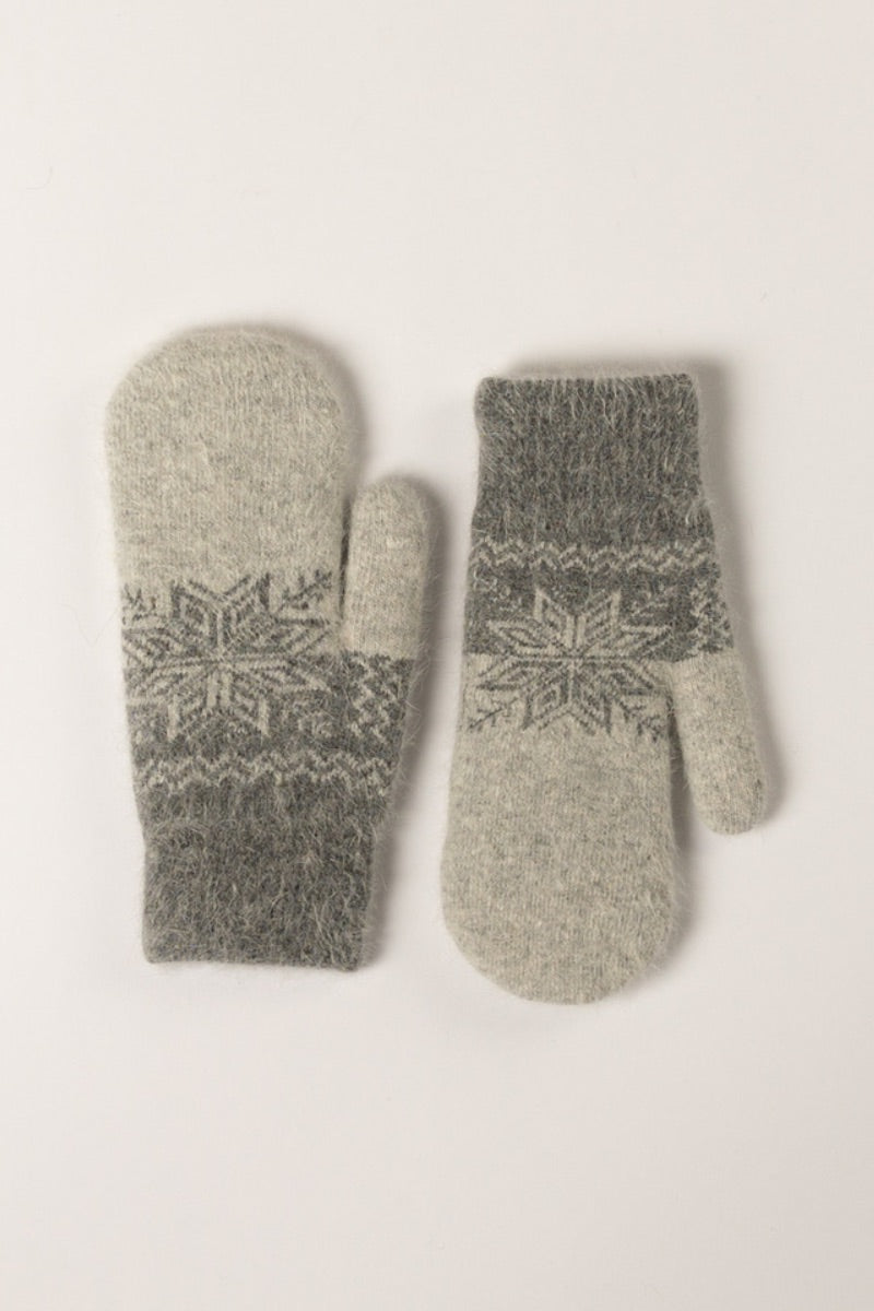 Lyla & Luxe - Fair isle Printed Mittens in Camel Mix