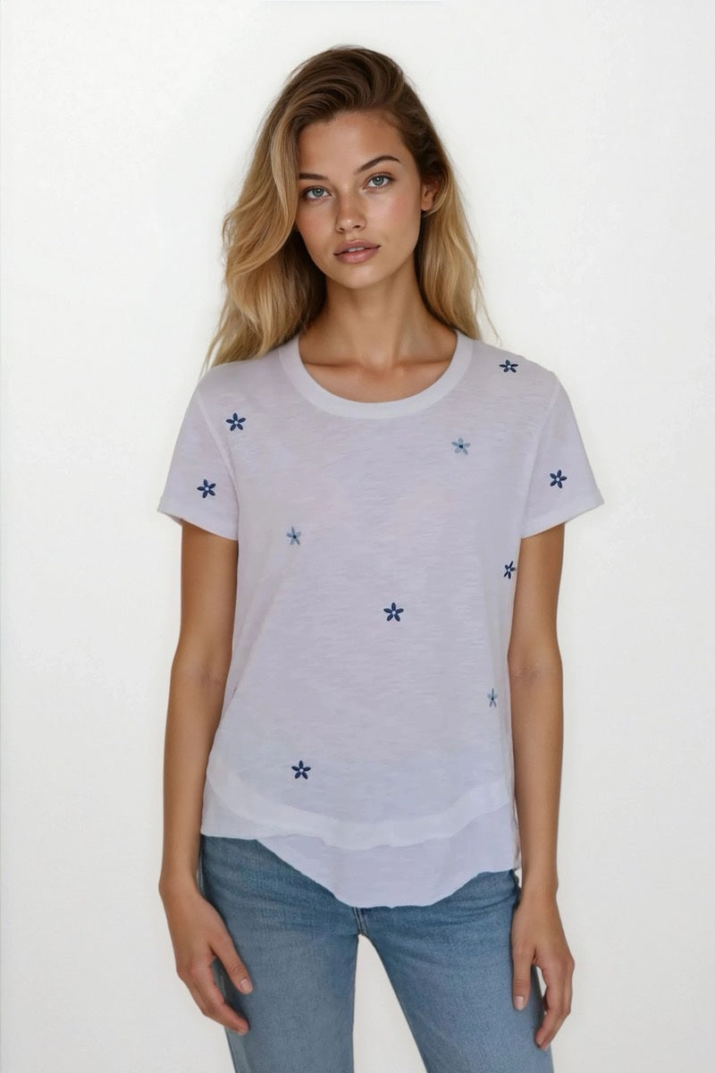 CHRLDR -  Daisy Ava Mock Layer Tee Shirt in White