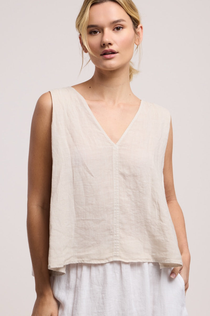Velvet - Renna Linen Top in Cobble