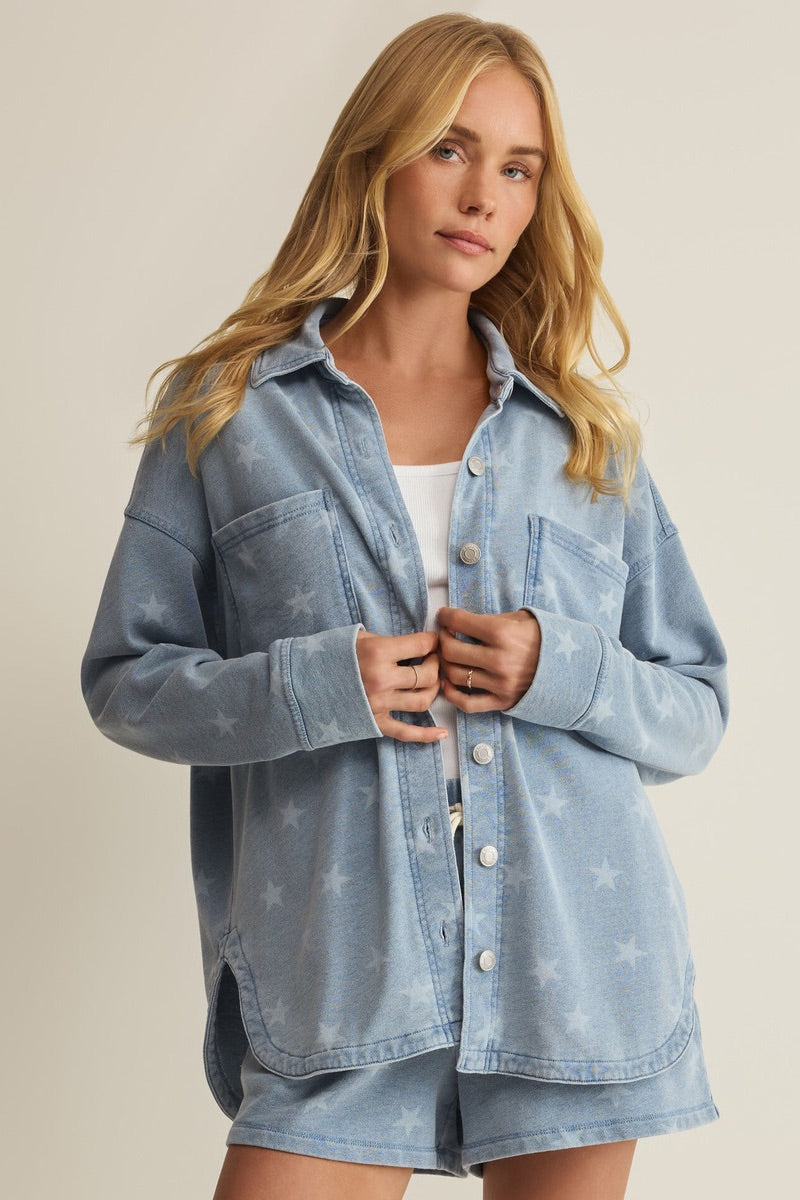 Z Supply - Veste en maille All Day Star coloris Ocean Air Indigo
