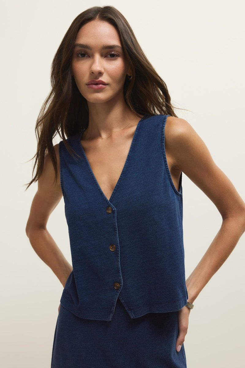 Z Supply - Noelle Jersey Denim Top in Indigo
