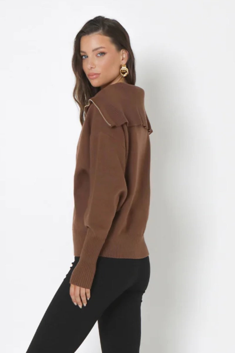 Madison - Pull en tricot Fletcher en marron chocolat