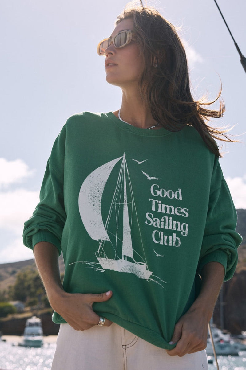 Z Supply - Sail Away Sunday Sweatshirt in Botanical Green