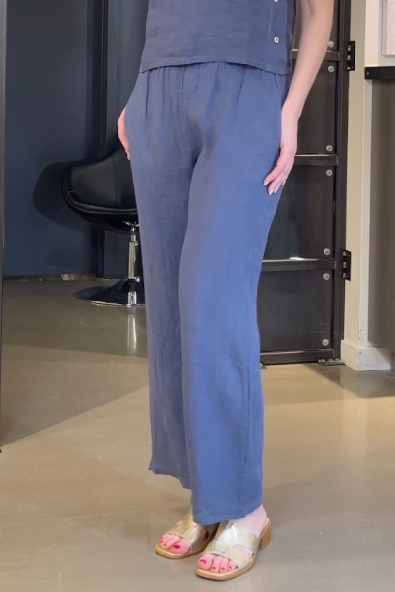 Pistache - Linen Pant in Deep Sea Blue