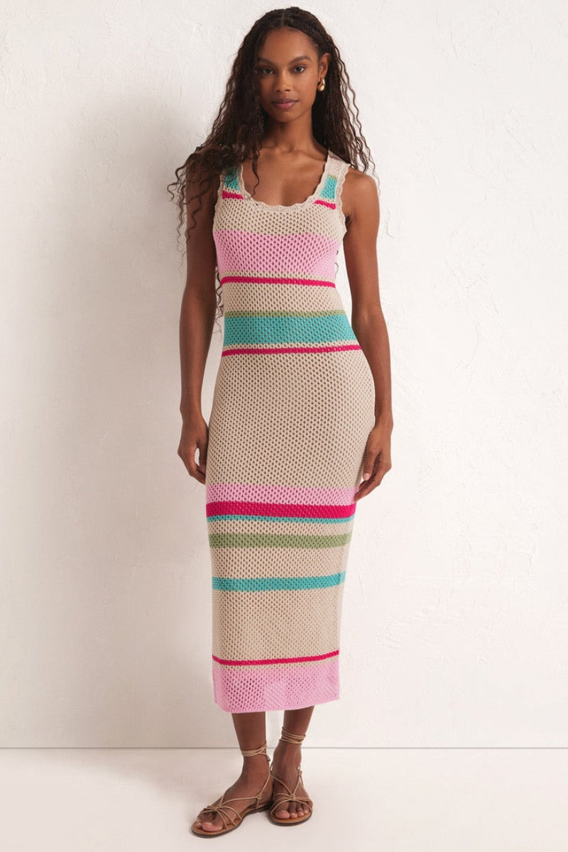 Z Supply - Ibiza Stripe Crochet Sweater Dress in Natural