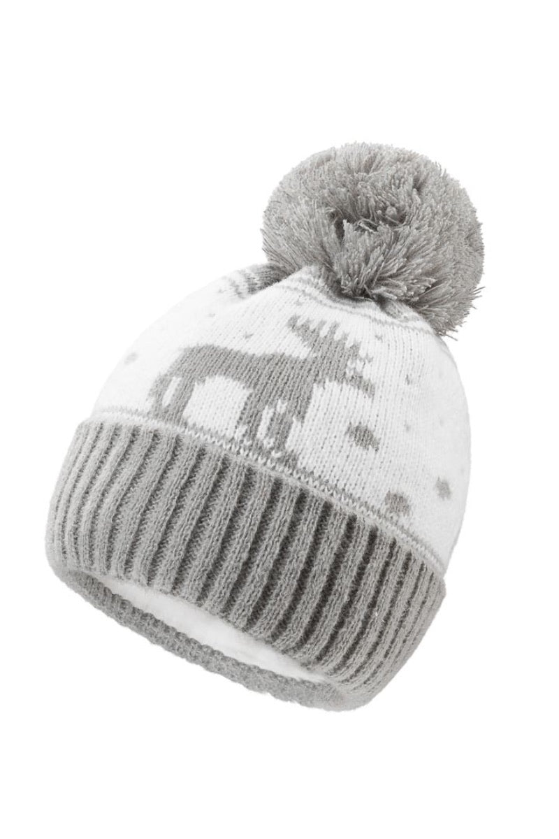 WoolK - Artic Pom Pom Hăt in Grey/White