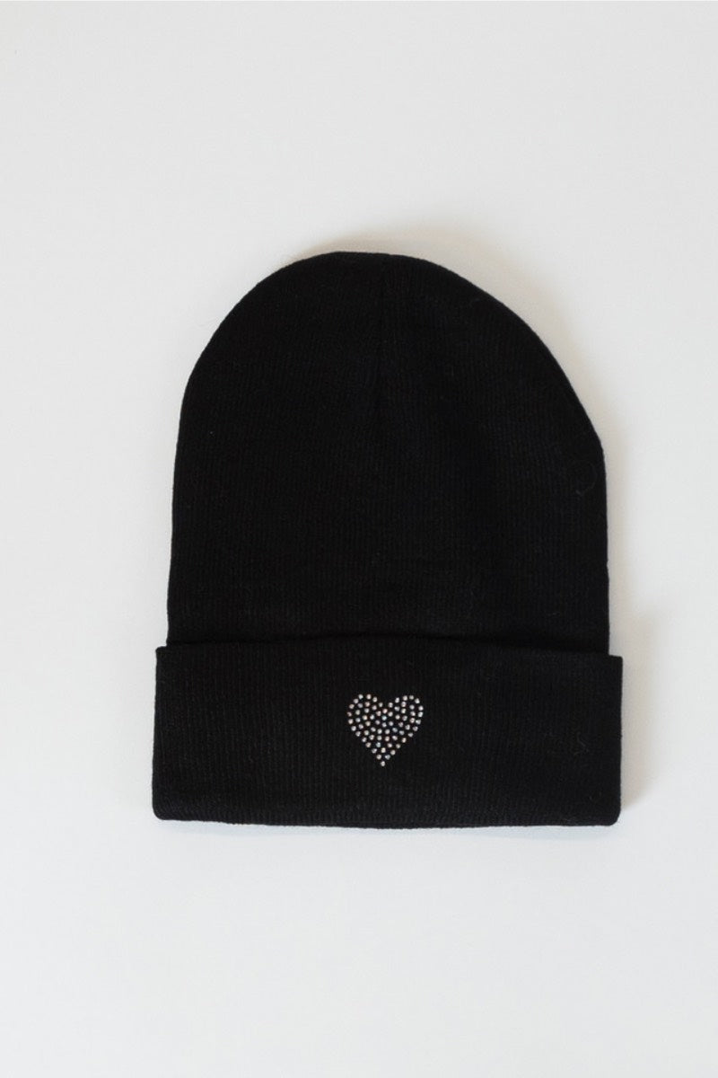 Lyla & Luxe - Crystal Heart Hat in Black