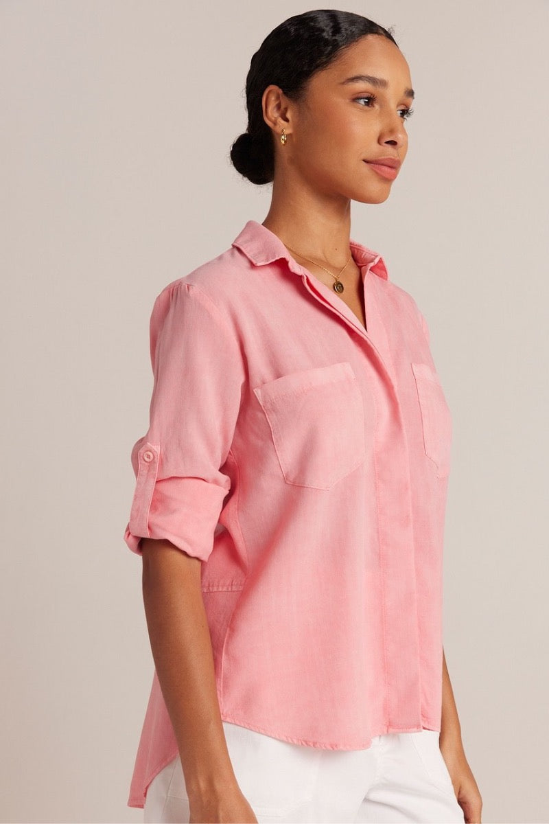 Bella Dahl Split Back Button down Shirt in Cherry Blossom