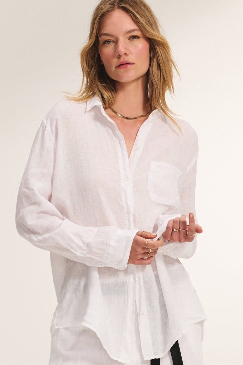 Velvet - Mulholland Linen Shirt in White