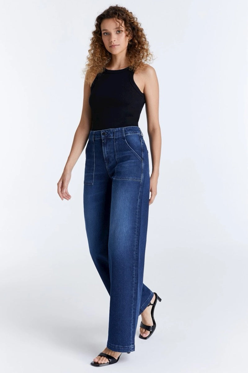 COJ - Jean taille haute en denim Lulu bleu foncé