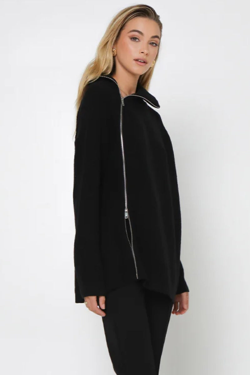 Madison - Reuben Zip Jumper in Black