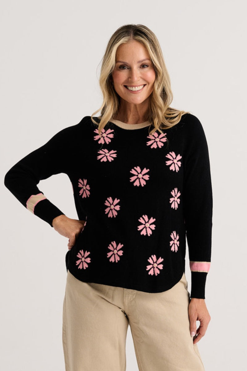 Zaket & Plover - Contrast Stripe Sweater in Black