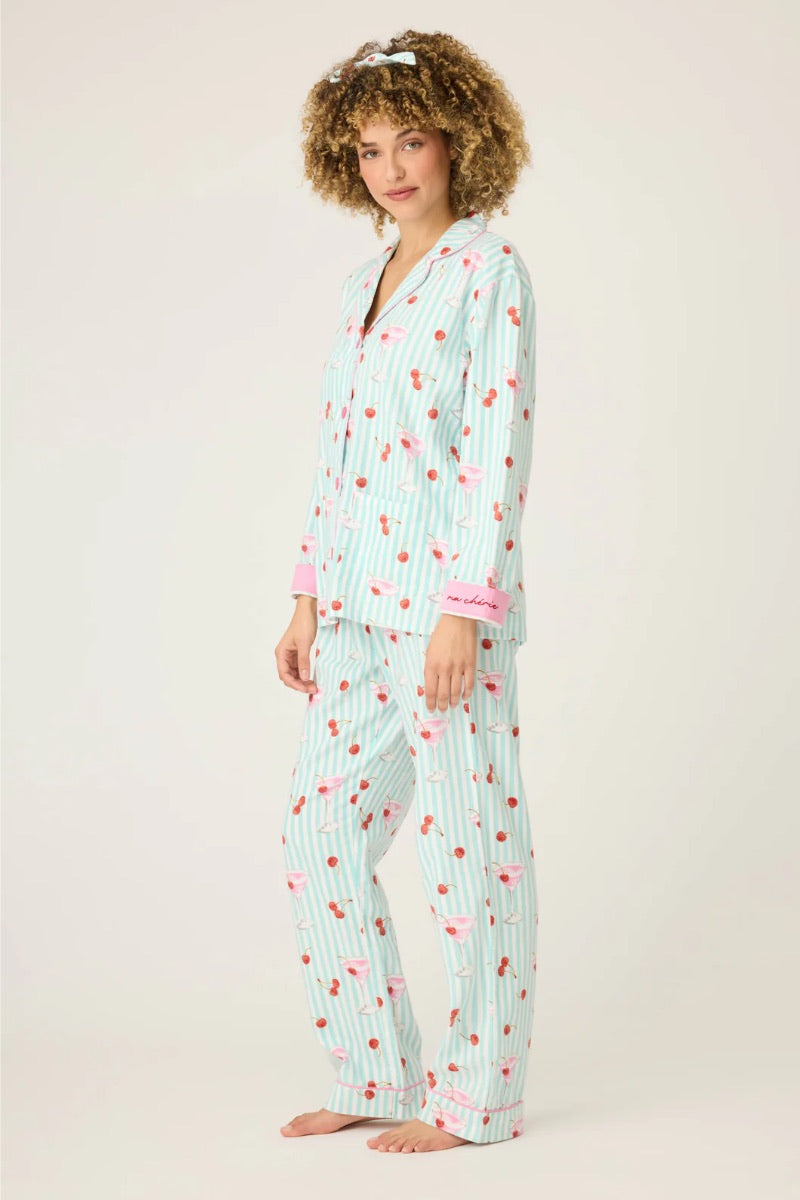 PJ Salvage - Ensemble de pyjama en flanelle couleur menthe clair