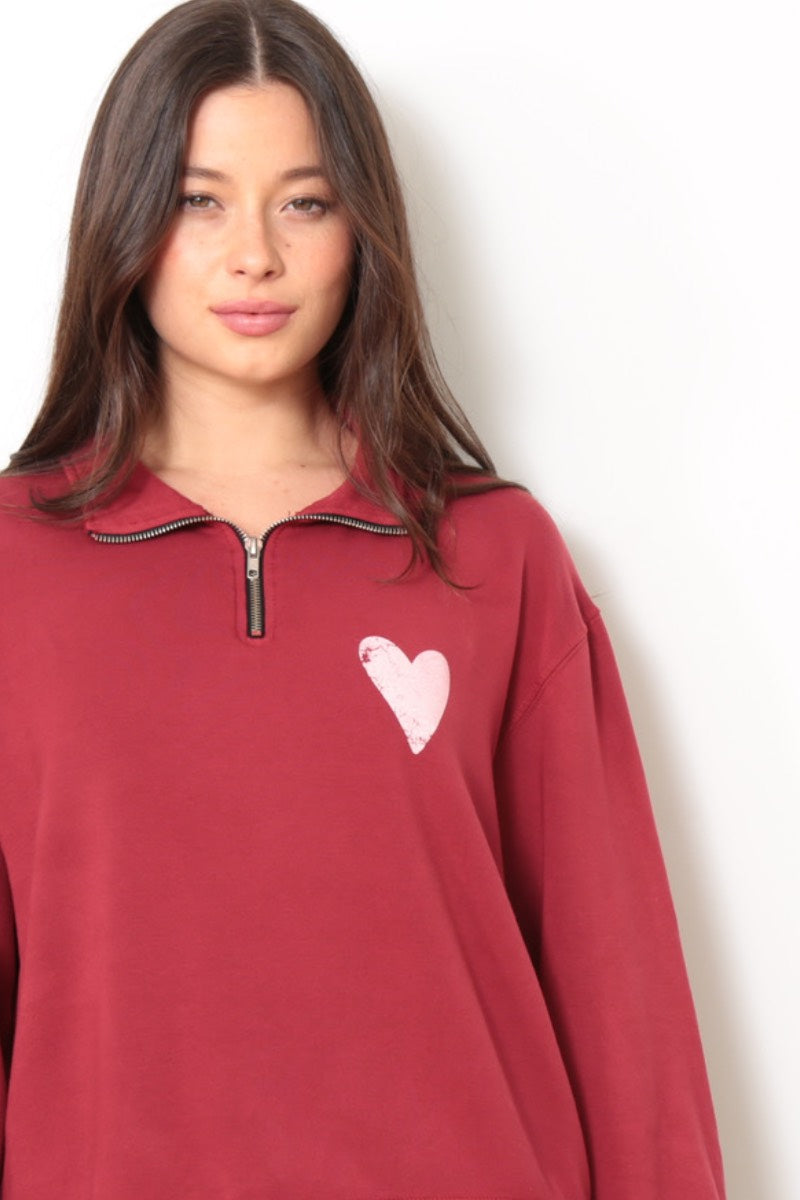 Goodhyouman - Pull Montauk Heart en dahlia rouge