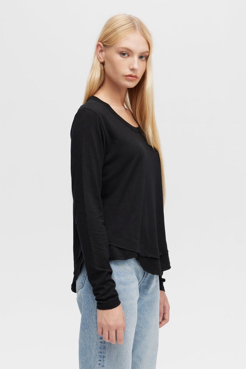 CHRLDR -  Long Sleeve Mock Layer Tee in Black