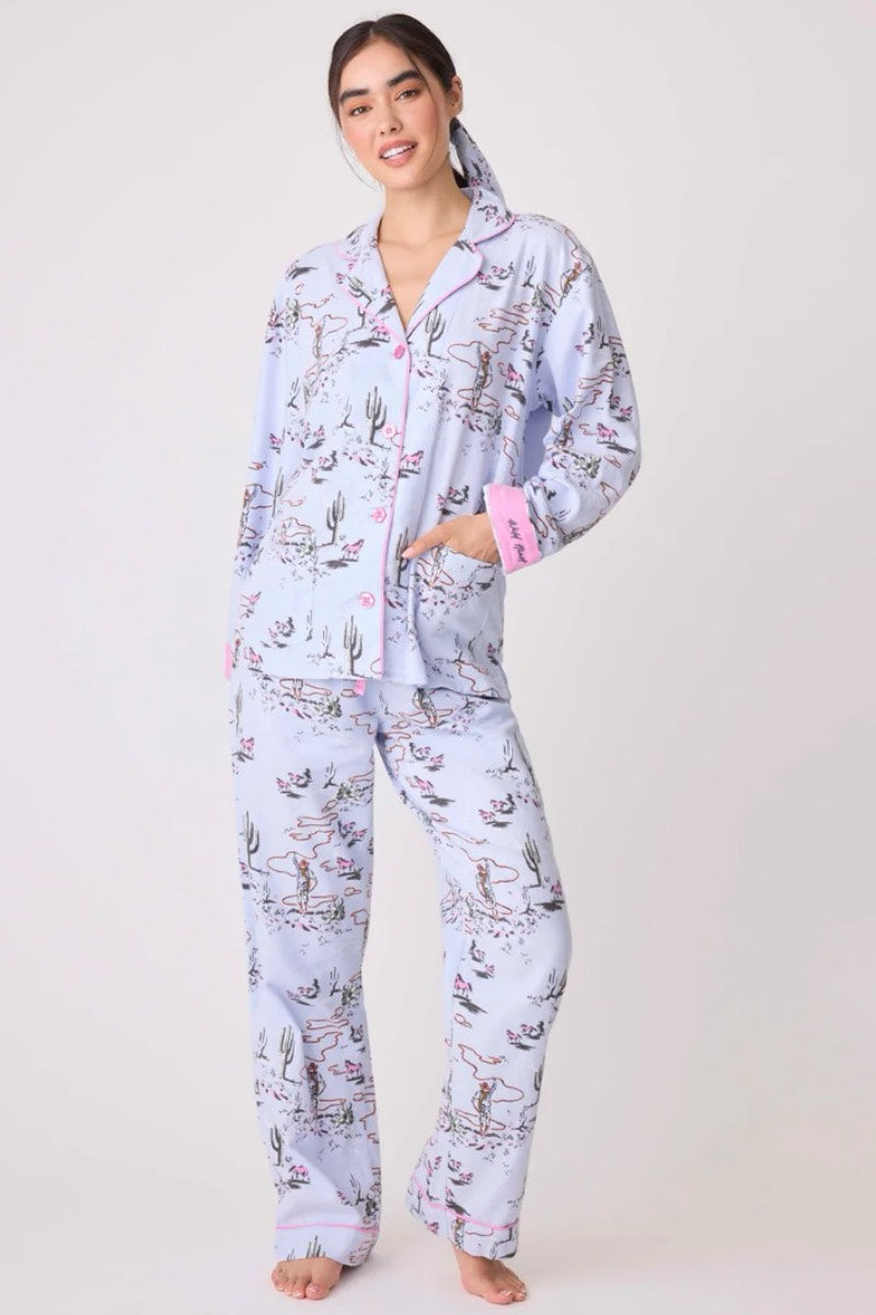 PJ Salvage - Ensemble de pyjama en flanelle bleu Whisper