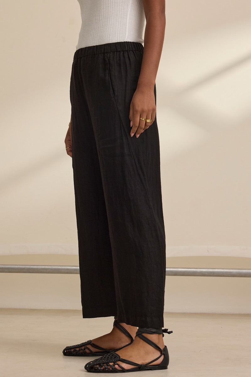 Velvet - Lola Woven Linen Pants in Black