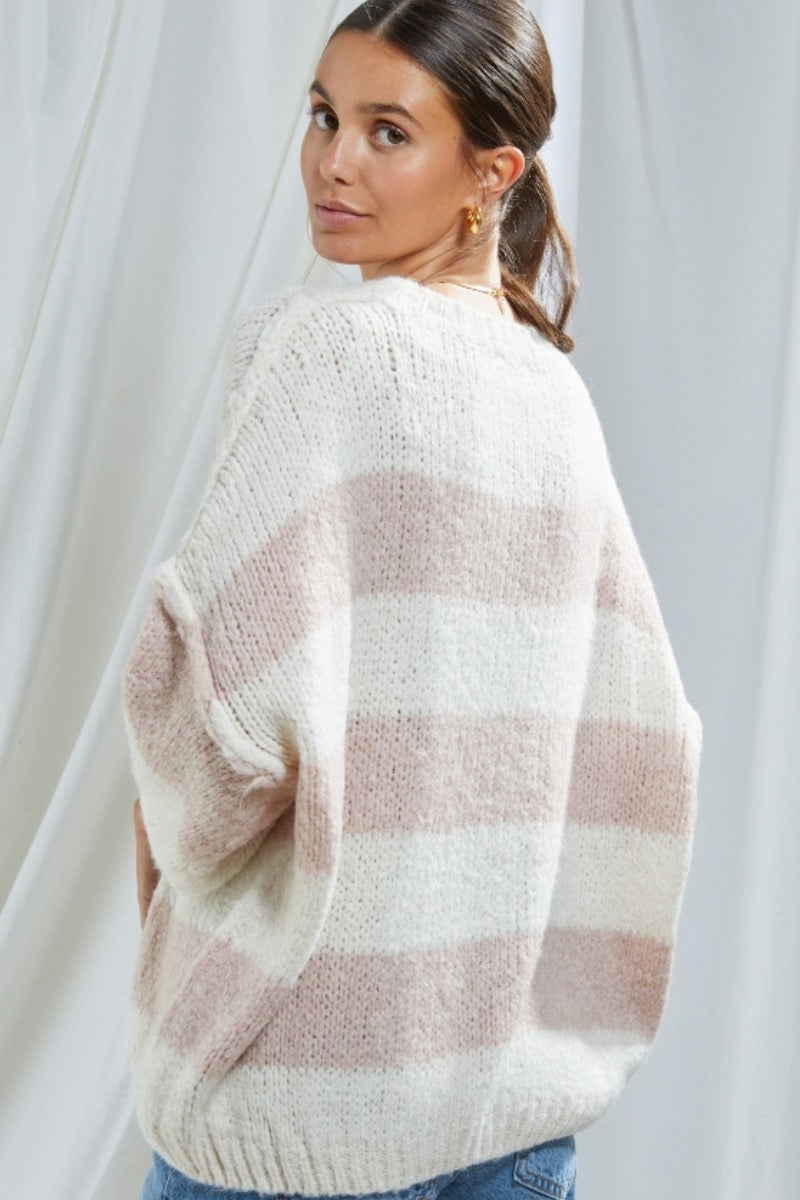 Charli - Cristina Sweater in Rose Stripes