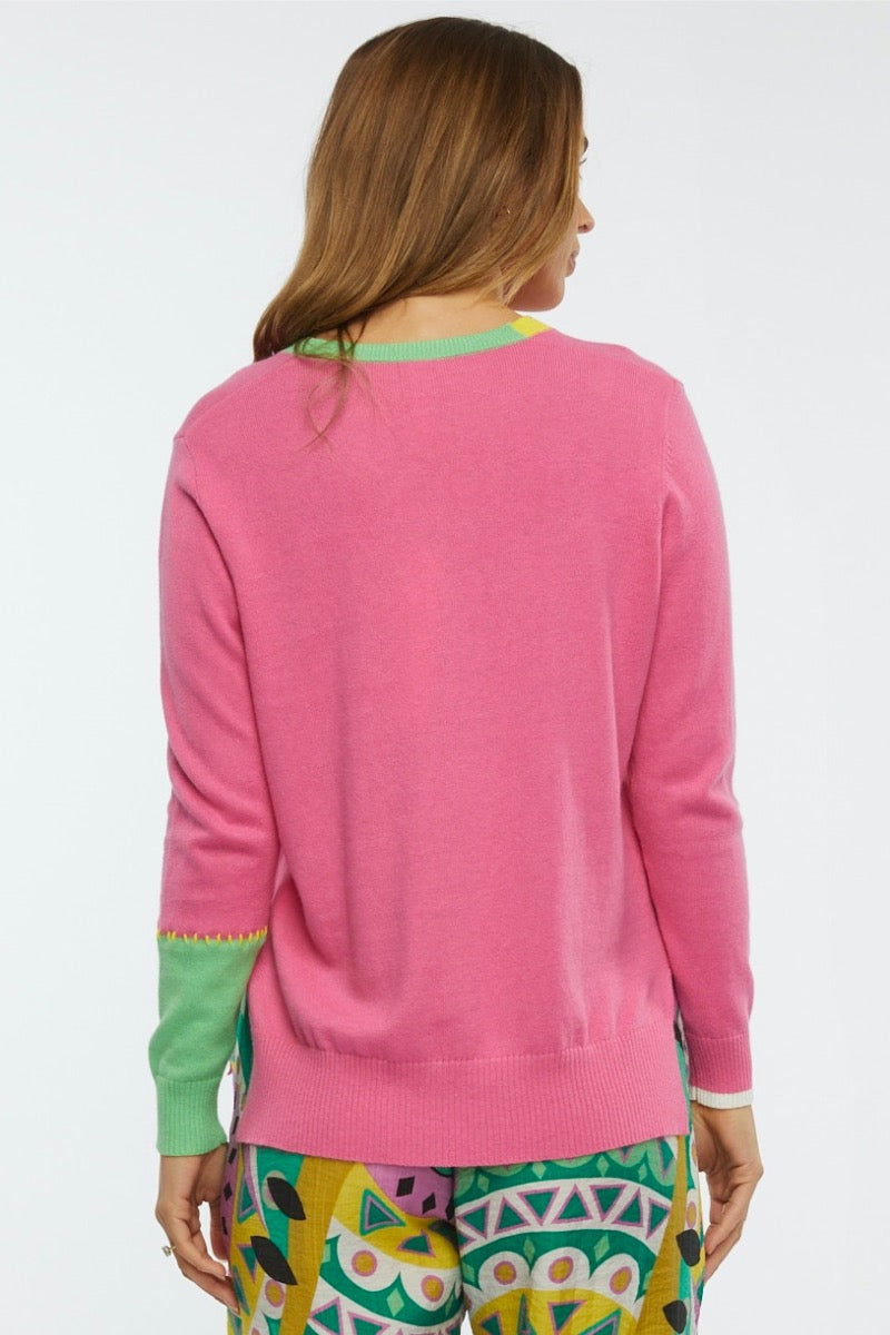Zaket & Plover - V Neck Sweater in Pink