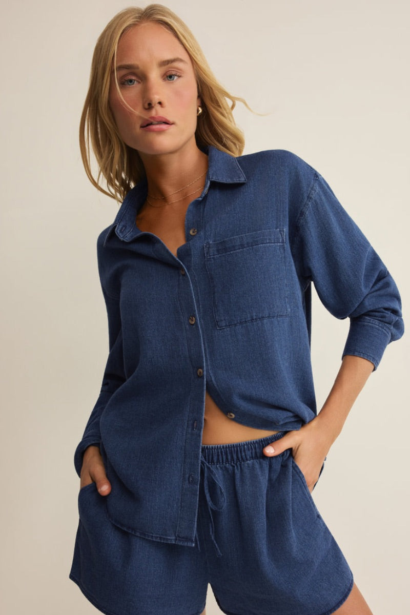 Z Supply - The Perfect Twill Button Up in Twilight Blue