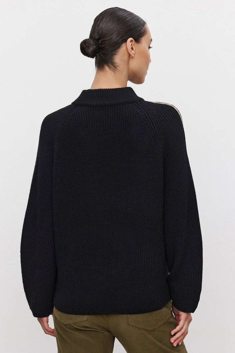 Velvet - Teagan Engineered Sweater in Black/Camel