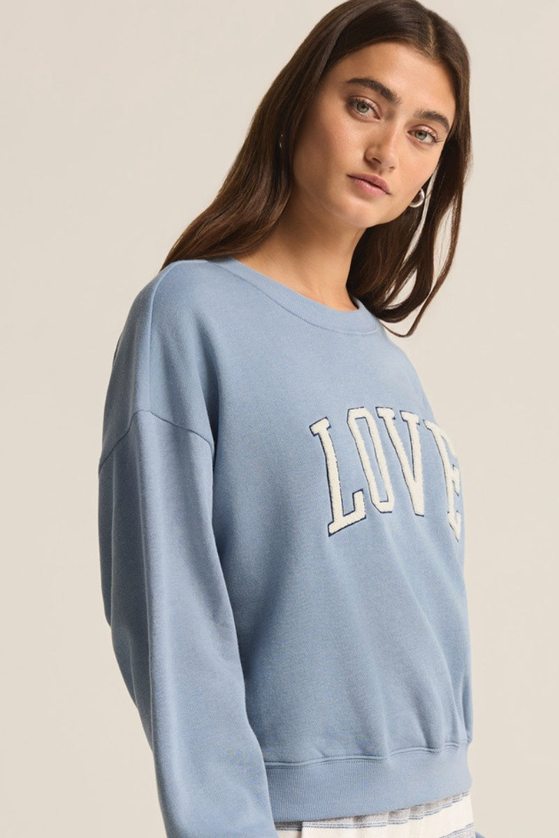 Z Supply - Sweat-shirt Love en denim clair