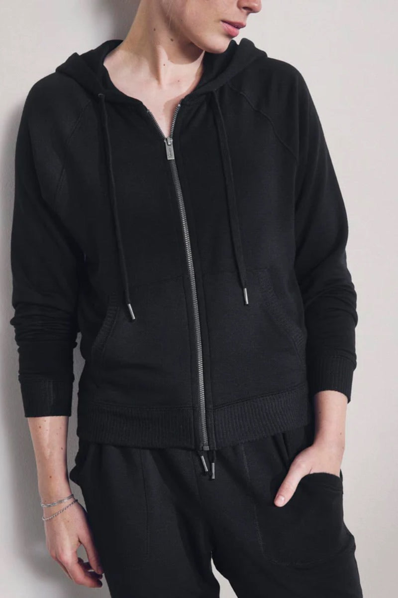 Splendid - Sweat à capuche zippé ultra doux en noir