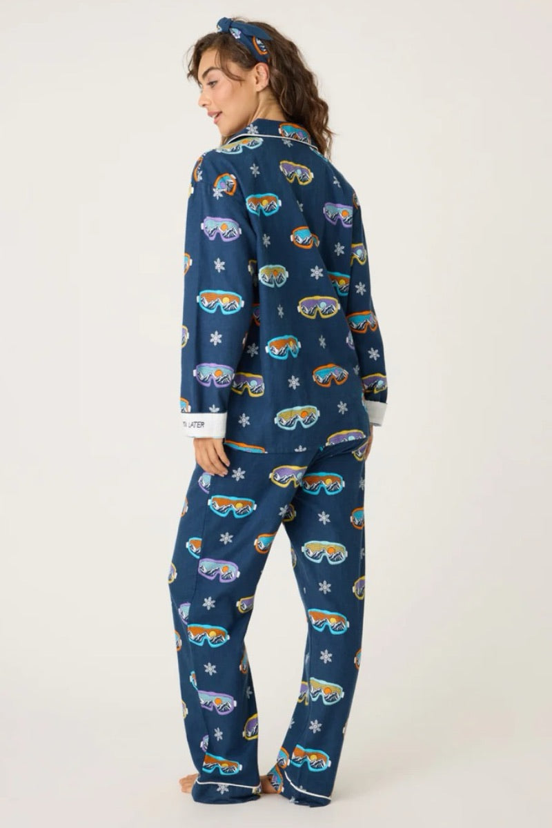 PJ Salvage -  Flannel Set in Navy / Ski Goggles