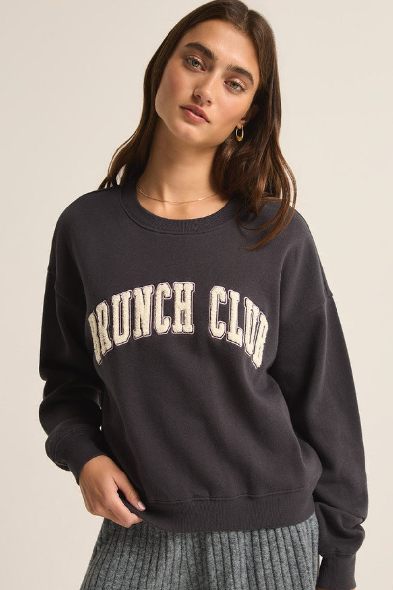 Z Supply - Sweat-shirt Brunch Club en sable noir