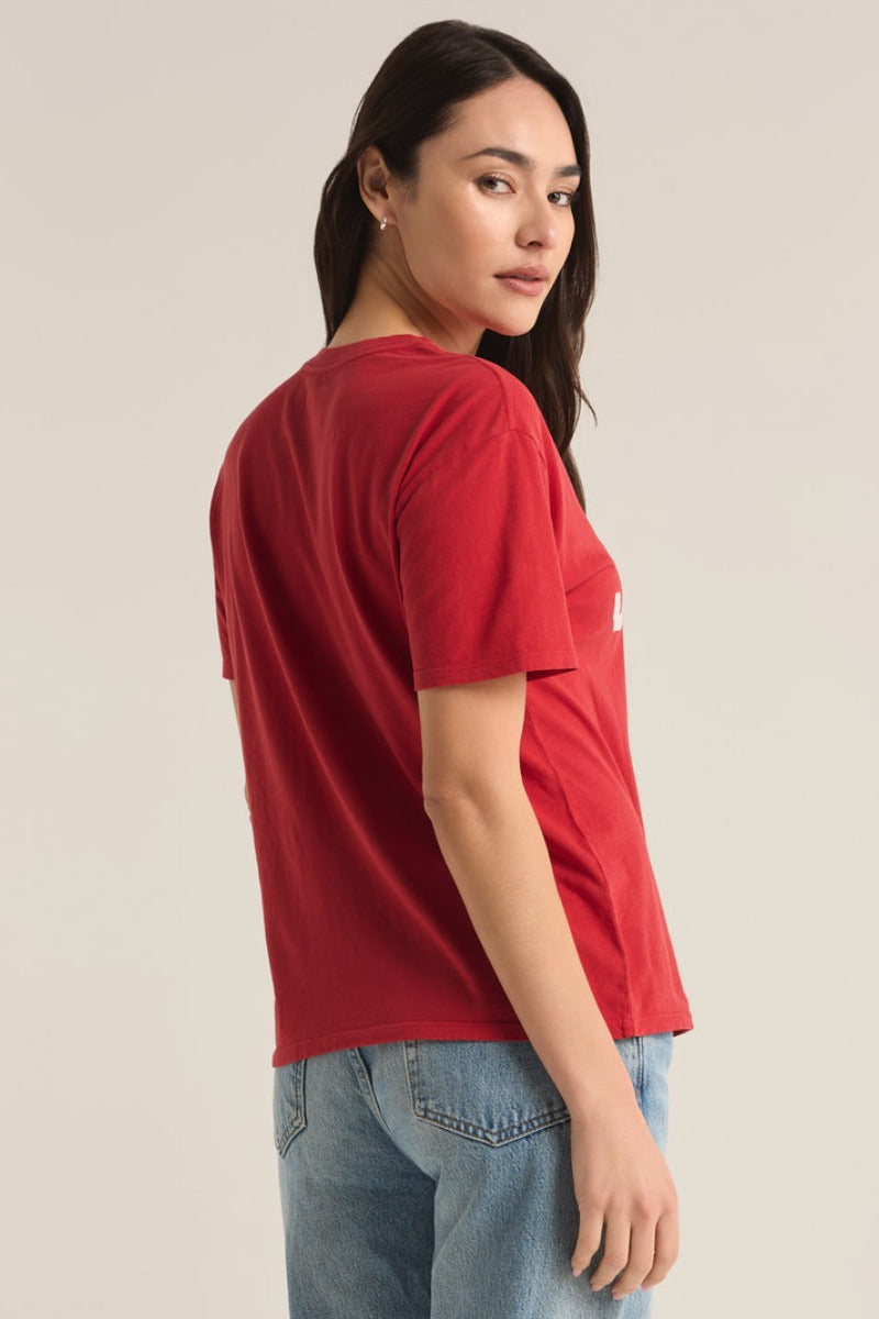 Z Supply - Jolly Boyfriend Tee in Haute Red