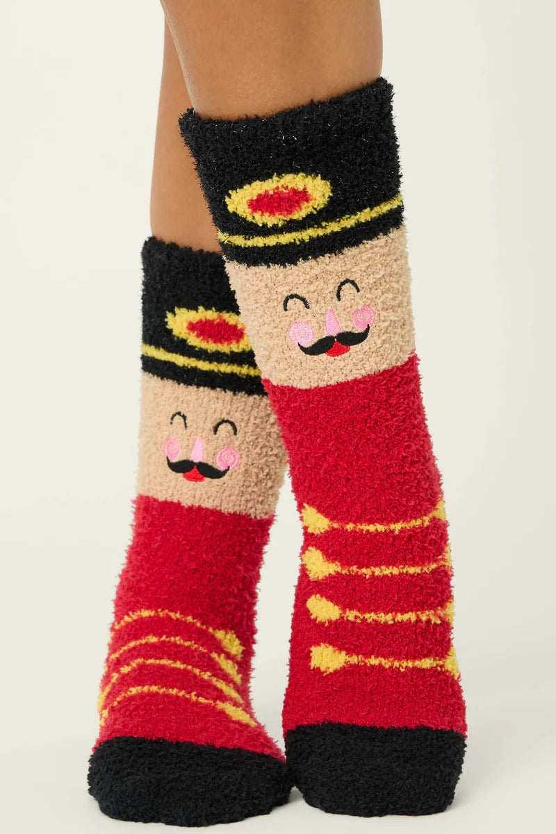 PJ Salvage - Nutcracker Cozy Gripper Socks in Red