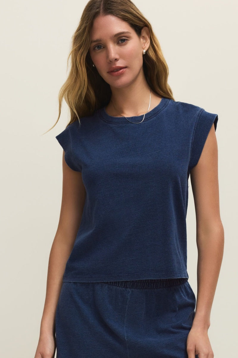 Z Supply - Curran Knit Denim Top in Calypso Blue