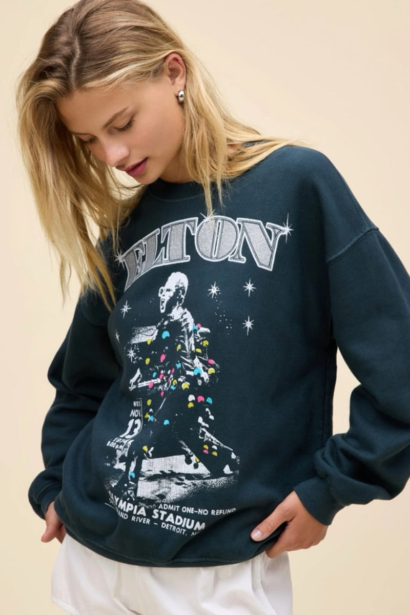 Daydreamer - Elton John Olympia Stadium BF Sweatshirt in Vintage Black