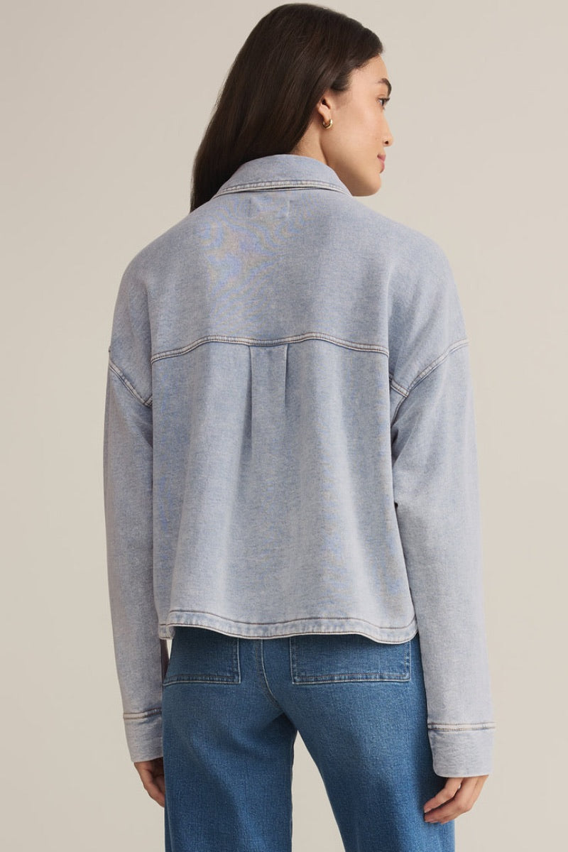 Z Supply - All Day Cropped Knit Jacket in Wash Indigo