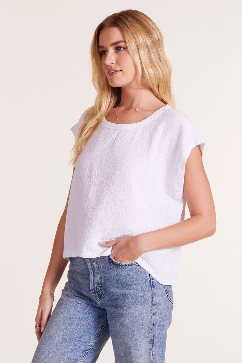 Bobi - Short Sleeve Dolman Top  in White