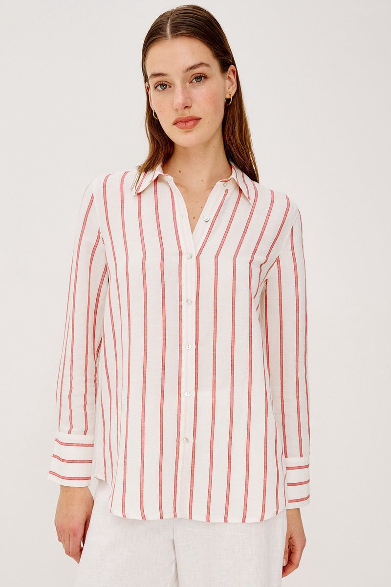 Rails - Knox Shirt in Scarlet/ Ivory Stripe
