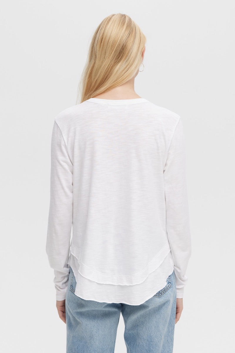 CHRLDR -  Long Sleeve Mock Layer Tee in White