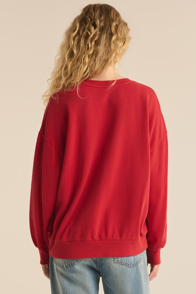 Z Supply - Sweat-shirt lumineux et joyeux dimanche en Haute Red