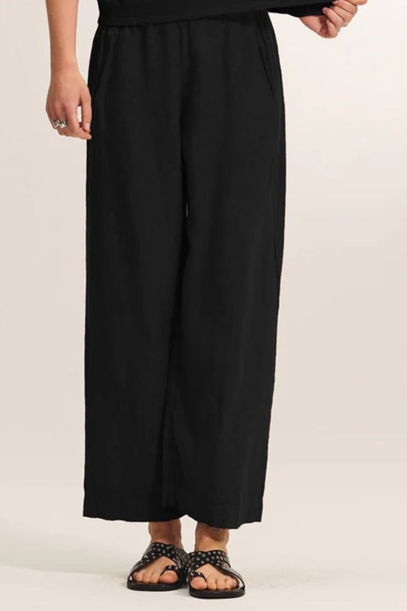 Velvet - Lola Woven Linen Pants in Black