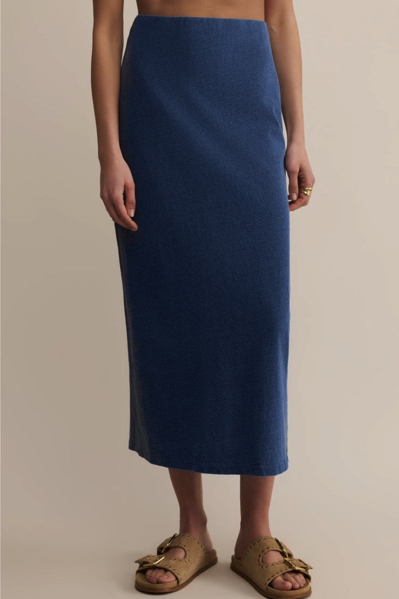Z Supply - Hunter Knit Denim Skirt In Calypso Blue