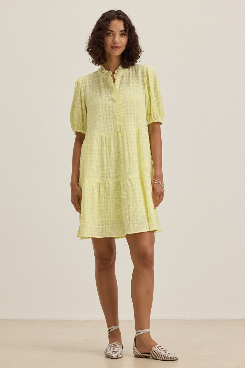 Velvet - Hilson Textured Gauze Dress in Lemon