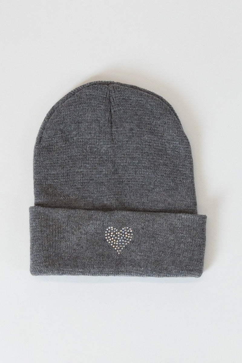 Lyla & Luxe - Crystal Heart Hat in Grey