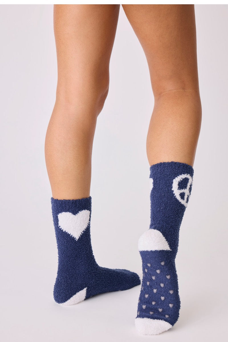 PJ Salvage - Chaussettes Cozy Peace Fun en bleu marine