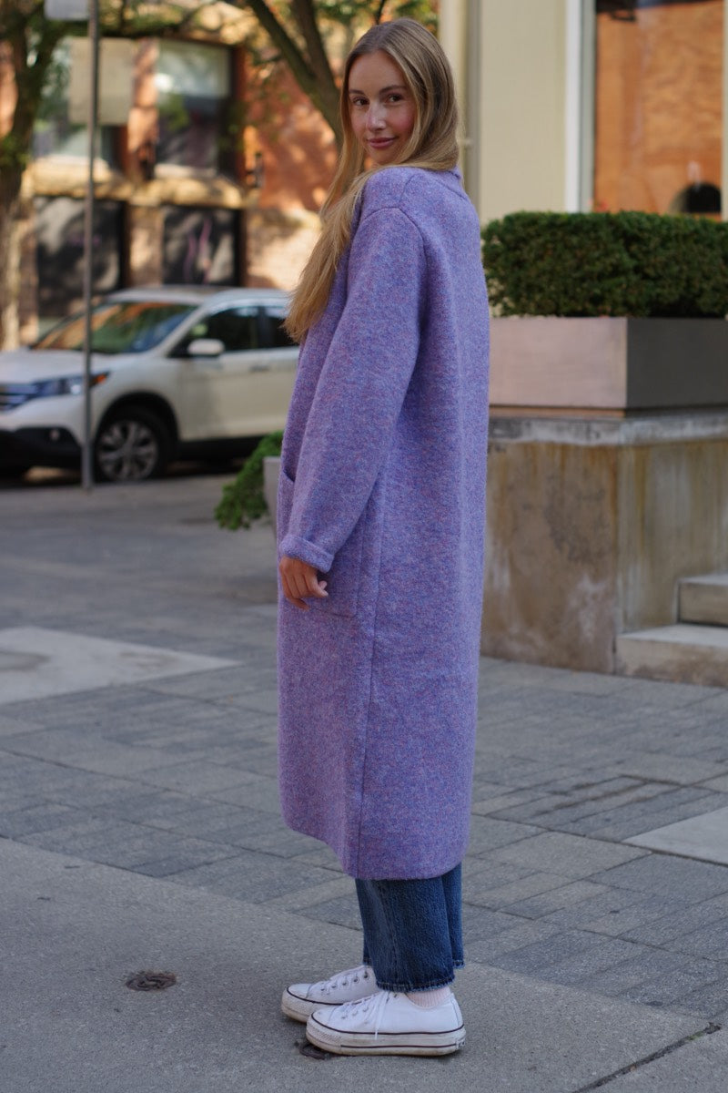 Lyla & Luxe - Judith Eco Shawl Coat in Purple Marl