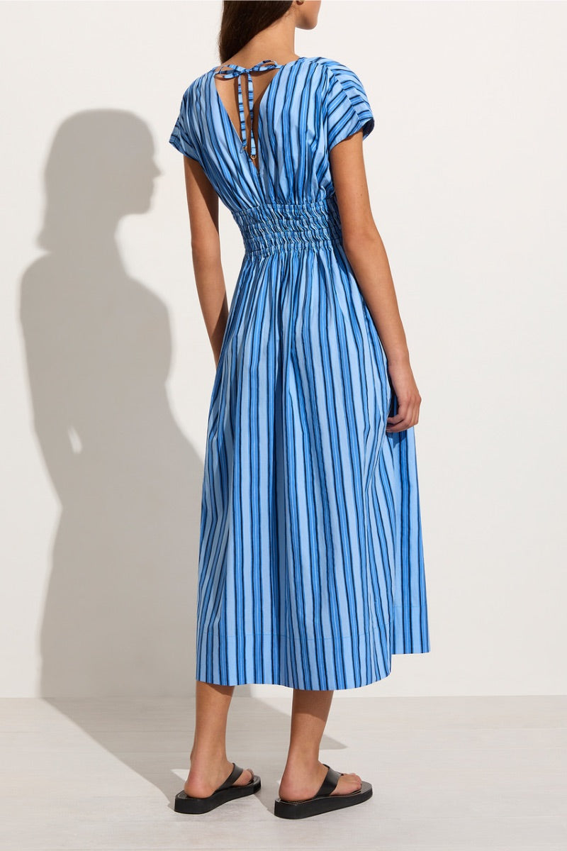Faithful The Brand - Agnes Midi Dress in Akaoa Blue Stripe
