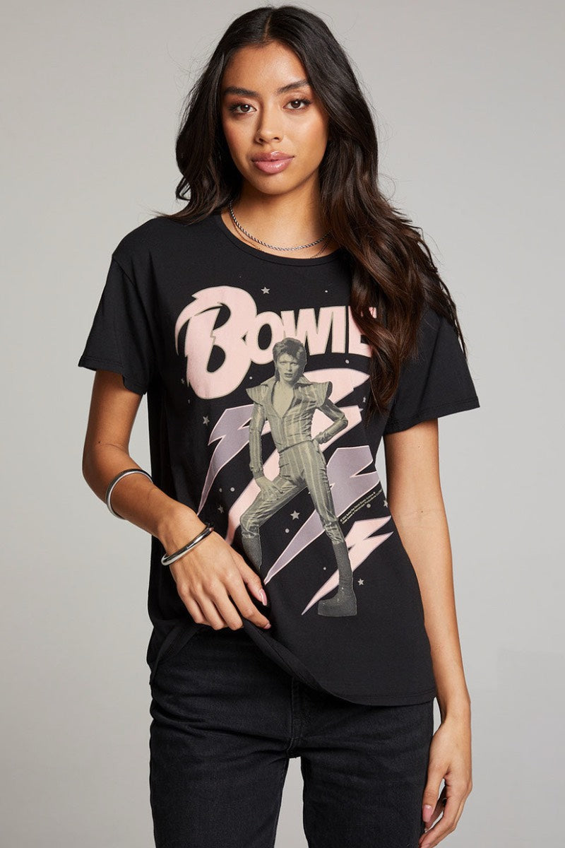 Chaser - David Bowie Bolt Tee in True Black