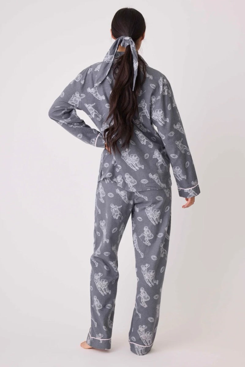 PJ Salvage-  Game Day Flannel PJ Set in Charcoal