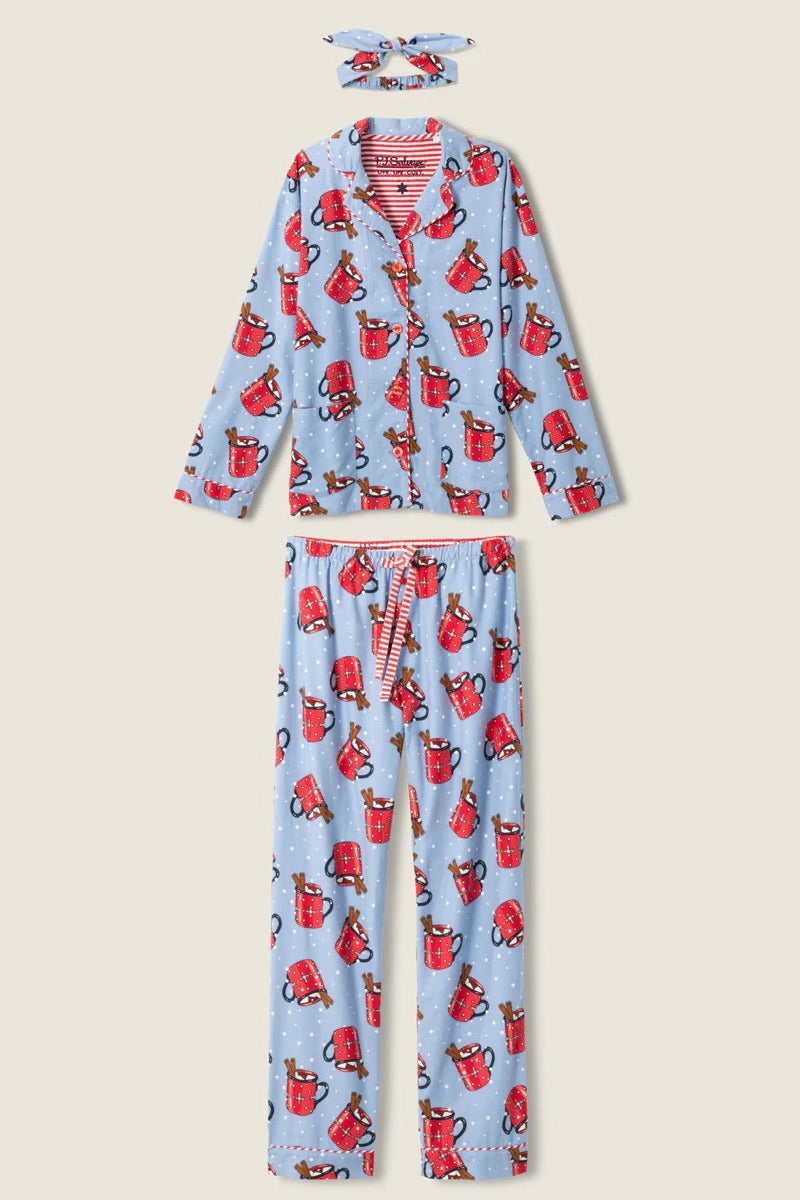 PJ Salvage -  Hug In A Mug Flannel PJ Set in Denim