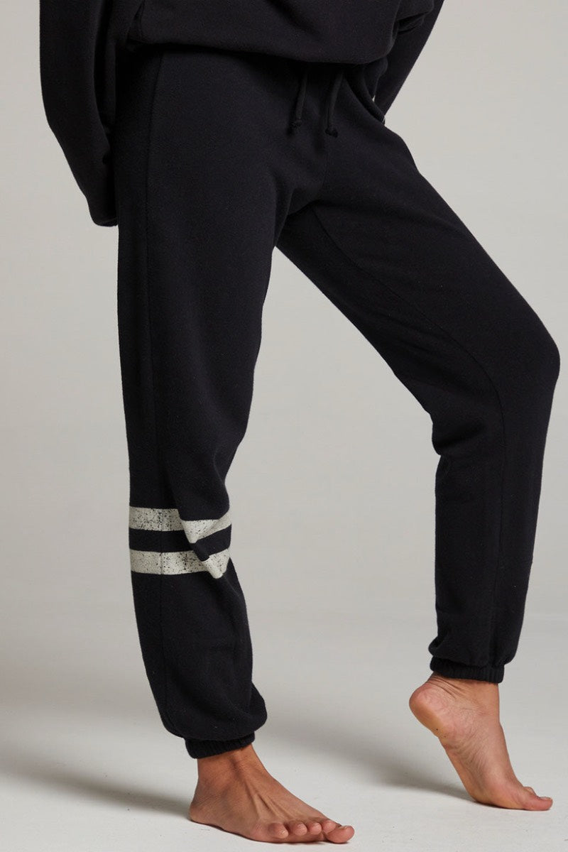 Chaser - Distressed Bolt Trackpants in True Black