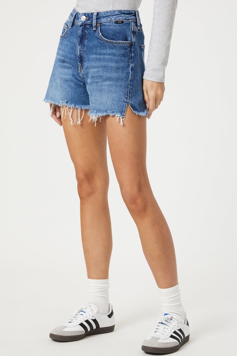 Mavi - Heidi Straight Leg High Rise Brushed Recycled Blue Shorts